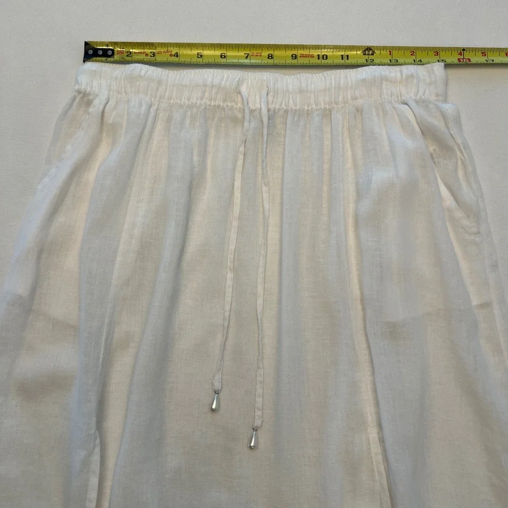 Joie White Linen Blend High Slit Resort Euro Summer Swim Cover Midi Skirt Size L